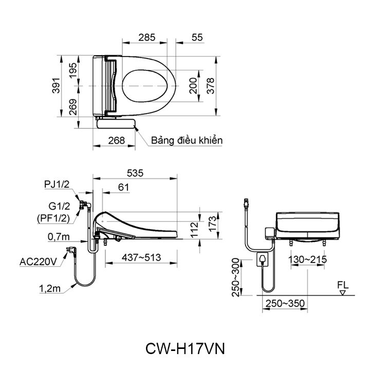 ban ve nap rua dien tu inax cw-h17vn