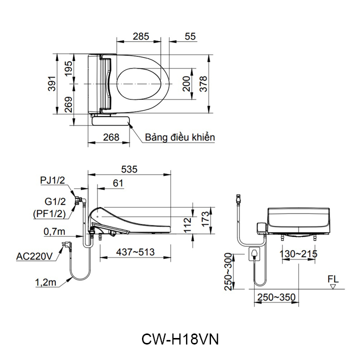 Ban ve nap rua dien tu INAX CW-H18VN