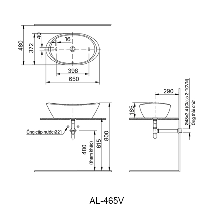 ban ve chau lavabo inax AL-645V