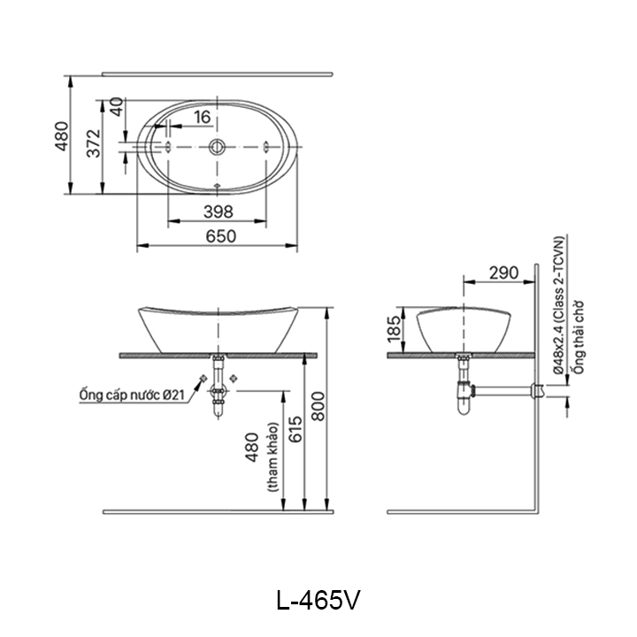 ban ve chau lavabo inax L-465V