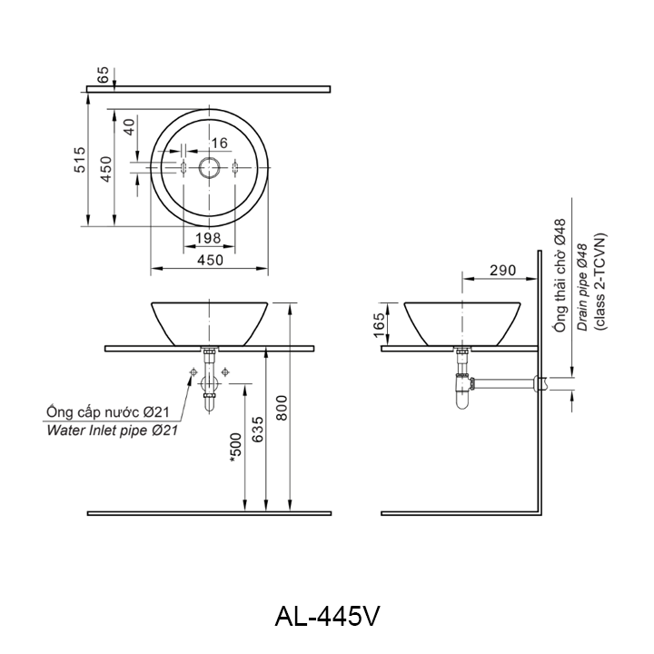 ban ve chau lavabo inax AL-445V