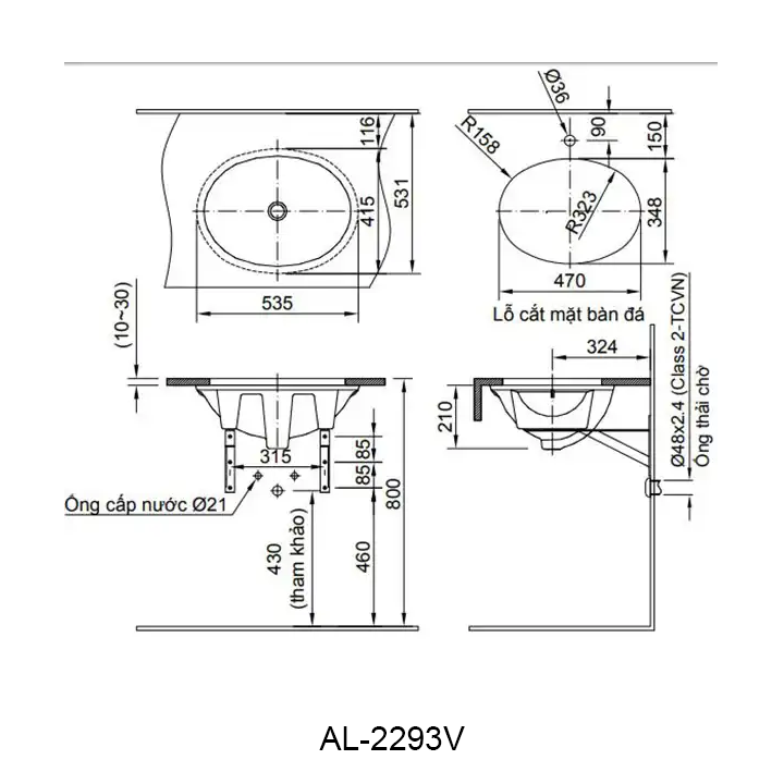 ban ve chua lavabo inax AL-2293V