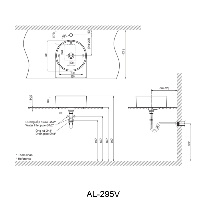 ban ve chau lavabo inax AL-295V