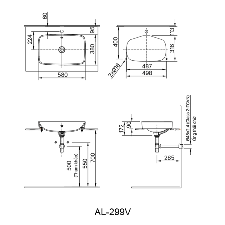 ban ve chau lavabo inax AL-299V