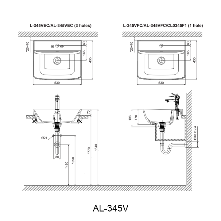 ban ve chau lavabo inax AL-345V