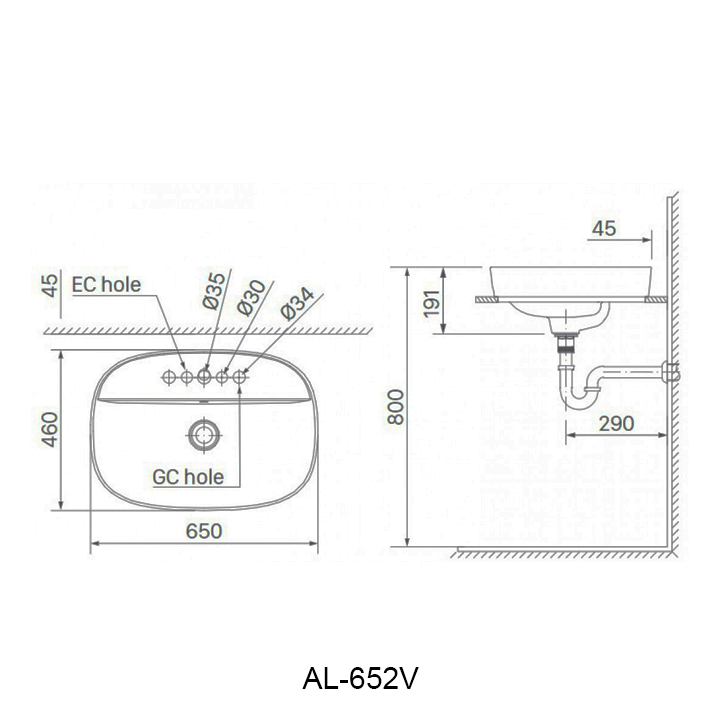 ban ve chau lavabo INAX AL-652V