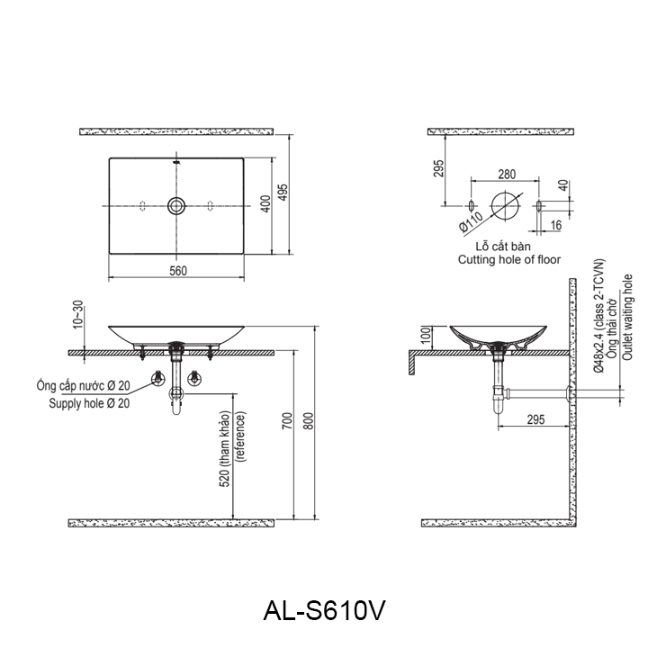 ban ve chau lavabo inax al-s610v