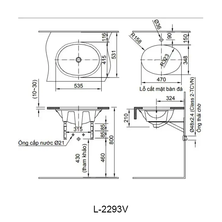 ban ve chua lavabo inax L-2293V