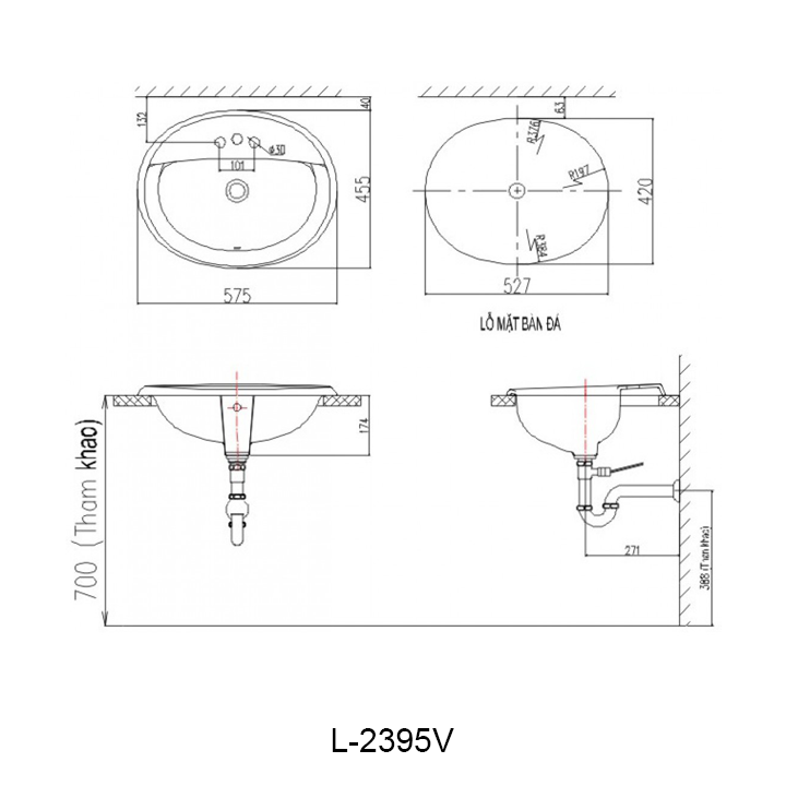 ban ve chau lavabo inax L-2395V