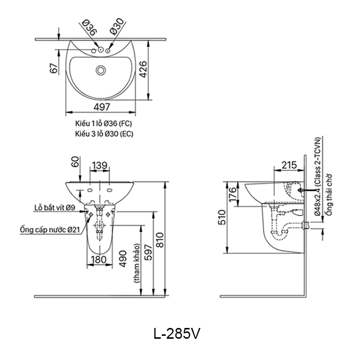 ban ve chua lavabo inax L-285V