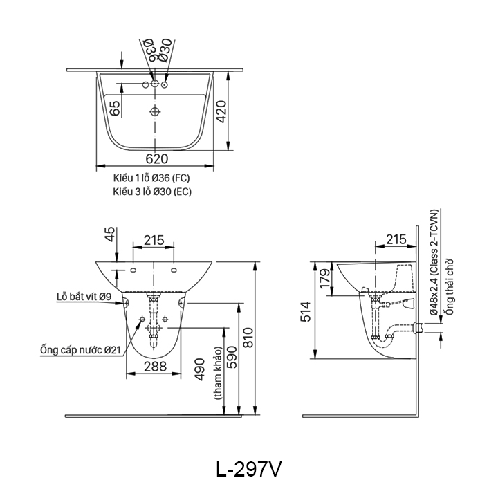 ban ve chua lavabo inax L-297V