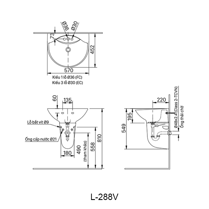 ban ve chua lavabo inax L-288V