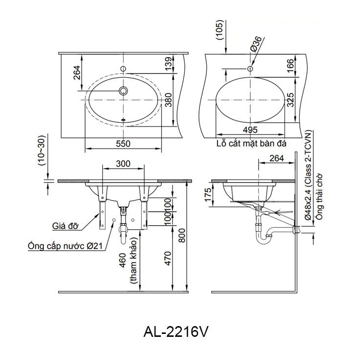 ban ve chua lavabo inax AL-2216V