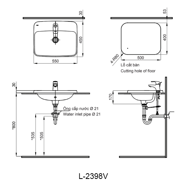 ban ve chau lavabo inax L-2398V