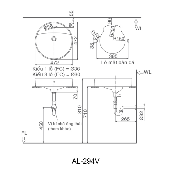 ban ve chau lavabo inax AL-294V