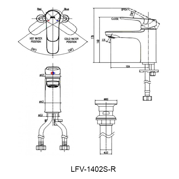 Ban ve voi lavabo inax LFV-1402S-R