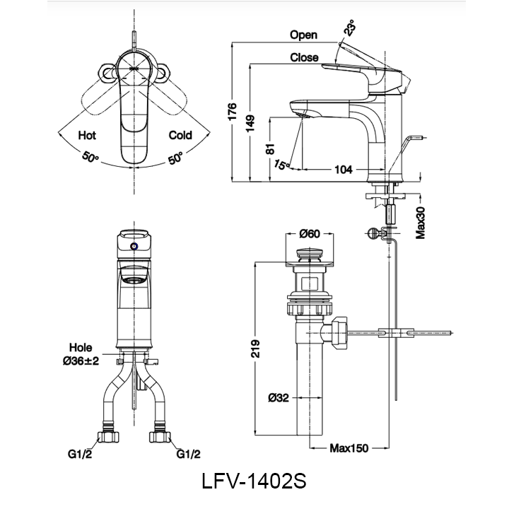 Ban ve voi lavabo inax LFV-1402S