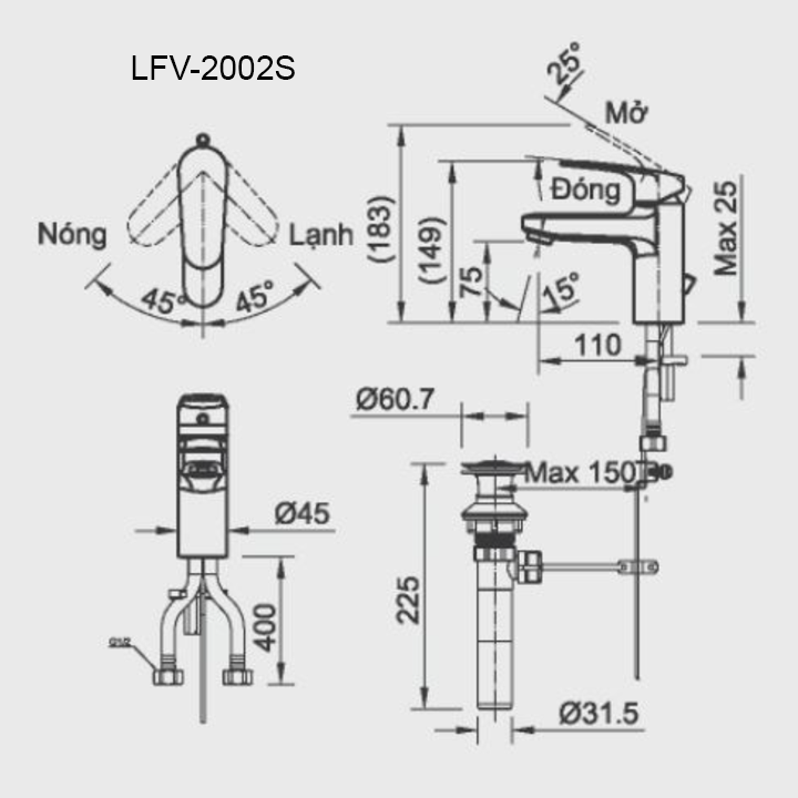 Ban ve voi lavabo inax LFV-2002S