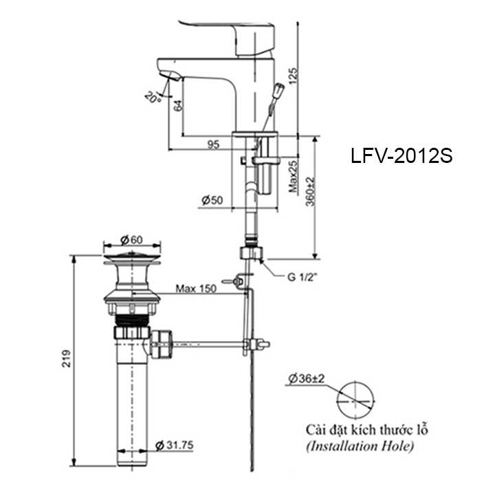 Ban ve voi lavabo inax LFV-2012S