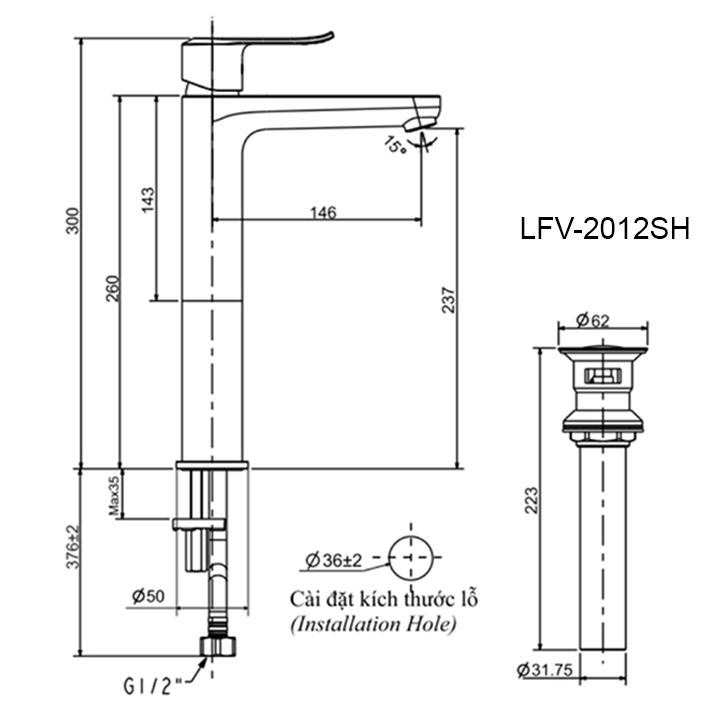 Ban ve voi lavabo inax LFV-2012SH