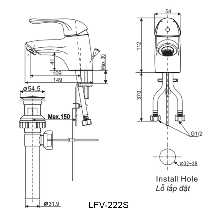 Ban ve voi lavabo inax LFV-222S