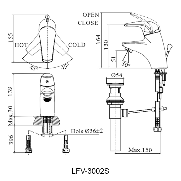 Ban ve voi lavabo inax LFV-3002S