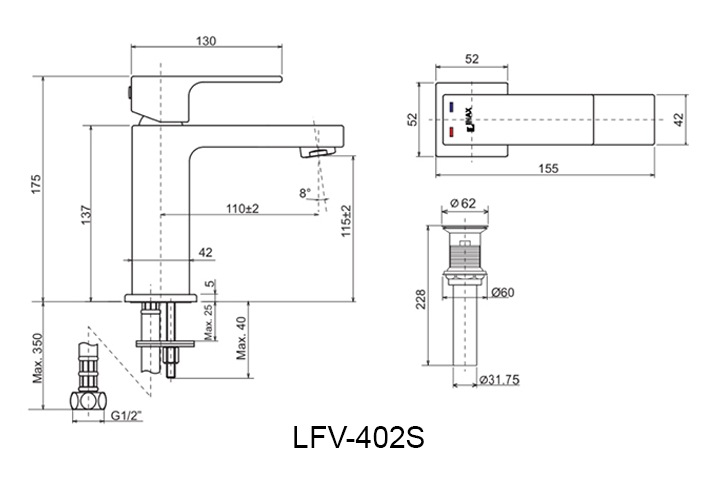 Ban ve voi lavabo inax LFV-402S