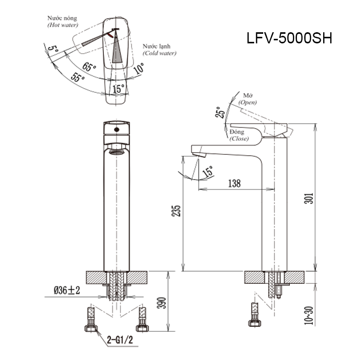 Ban ve voi lavabo inax LFV-5000SH
