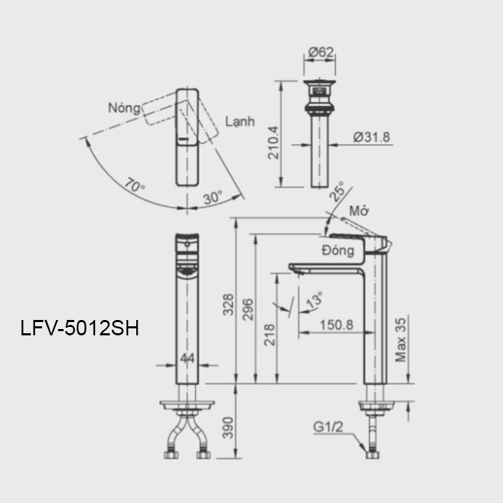 Ban ve voi lavabo inax LFV-5012SH