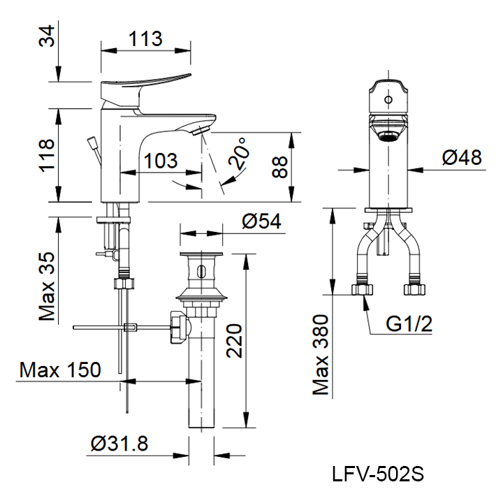 Ban ve voi lavabo inax LFV-502S