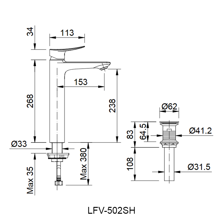 Ban ve voi lavabo inax LFV-502SH