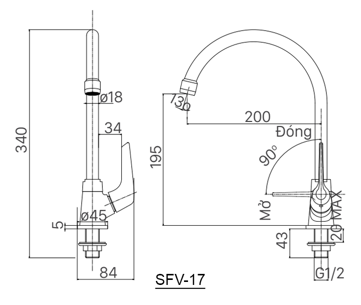ban ve voi rua chen inax sfv-17