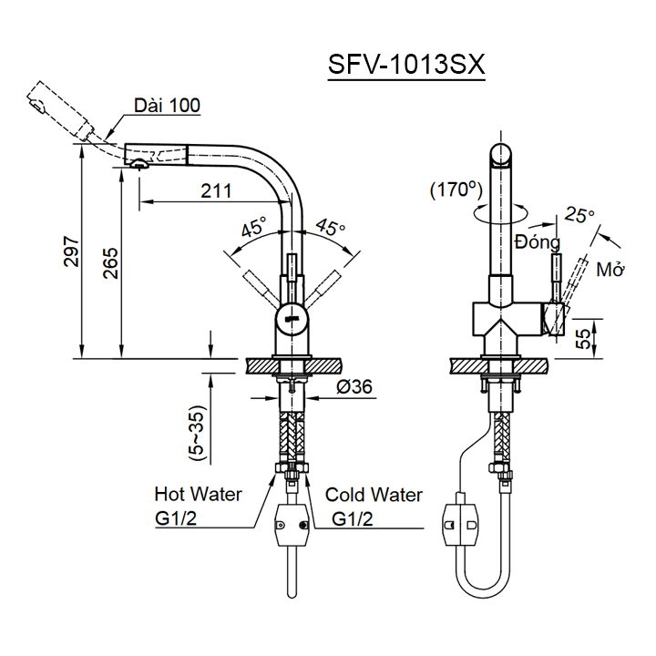 ban ve voi rua chen inax SFV-1013SX