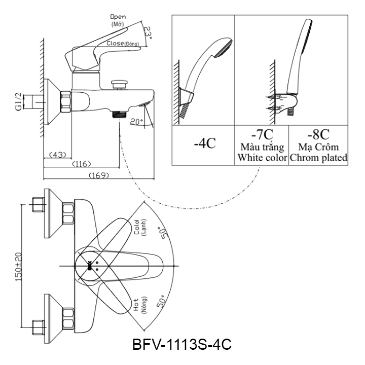 ban ve voi sen tam INAX BFV-1113S-4C