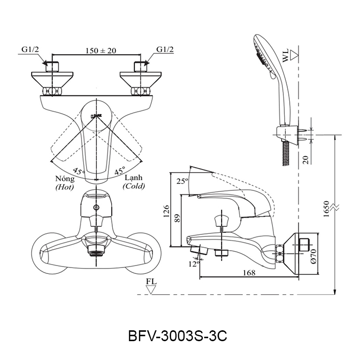 ban ve voi sen tam INAX BFV-3003S-3C