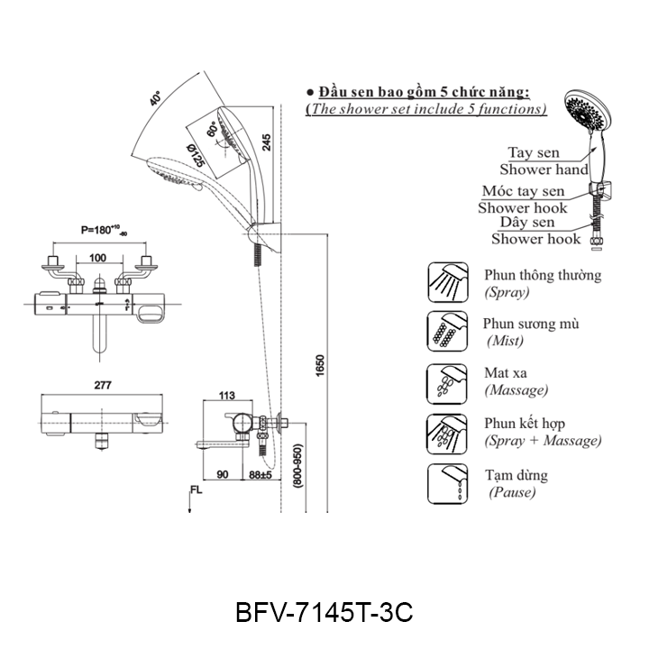ban ve voi sen tam INAX BFV-7145T-C