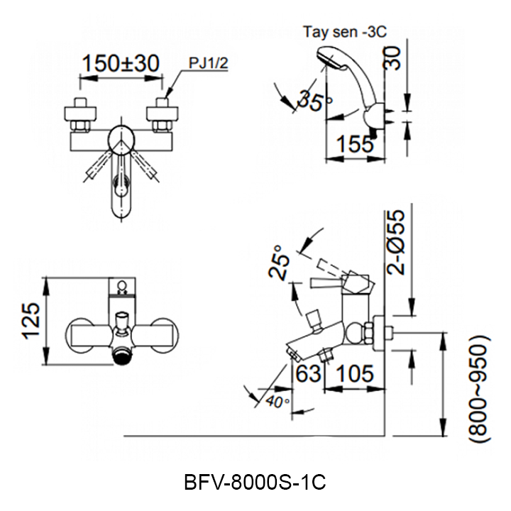 ban ve voi sen tam INAX BFV-8000S-1C