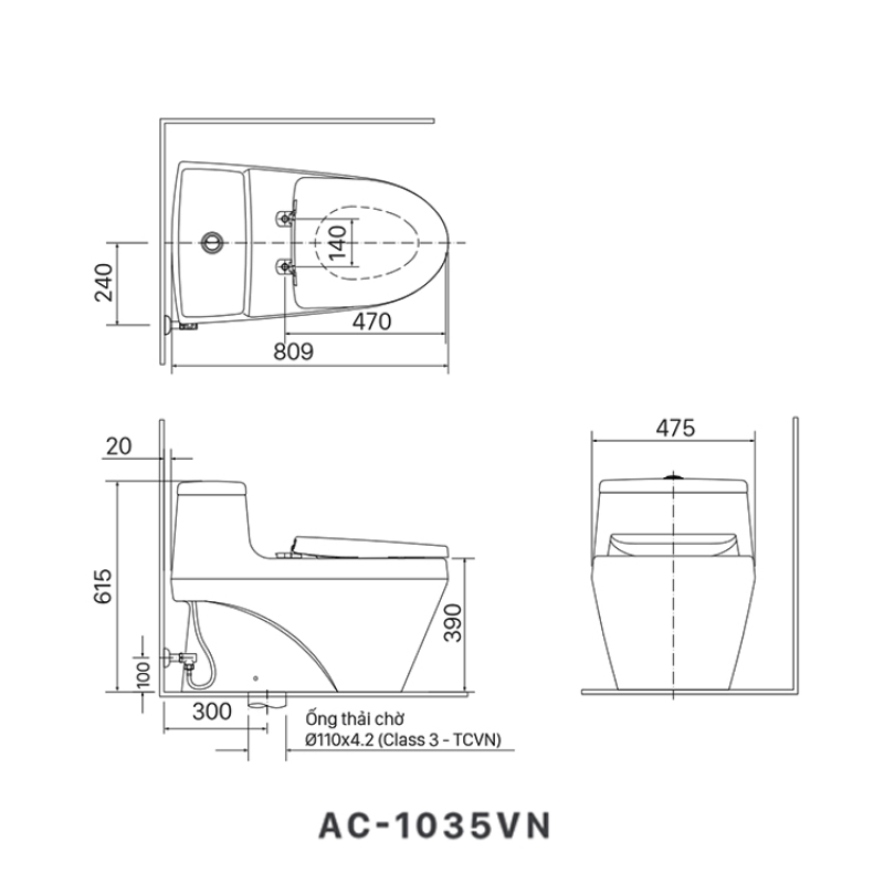 Bồn cầu 1 khối INAX AC-1035VN