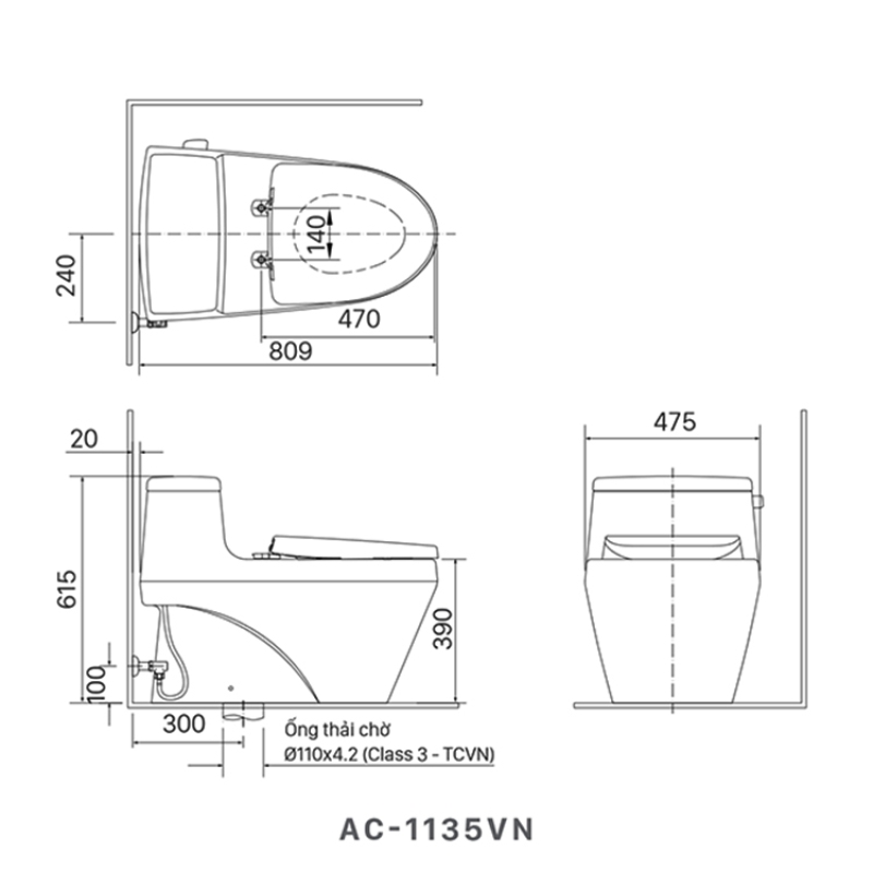 Bồn cầu 1 khối INAX AC-1135VN