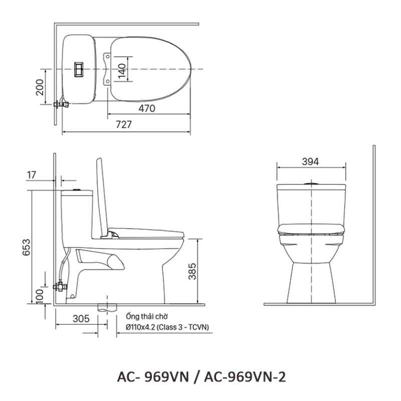 Bồn cầu 1 khối INAX AC-969VN-2