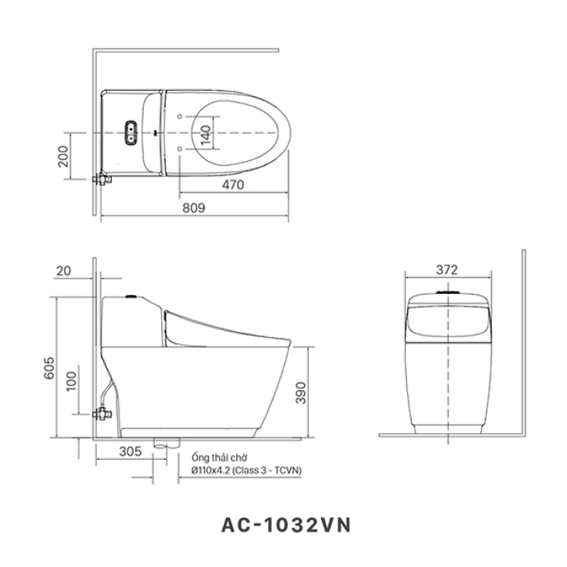 Bồn cầu 1 khối INAX AC-1032VN