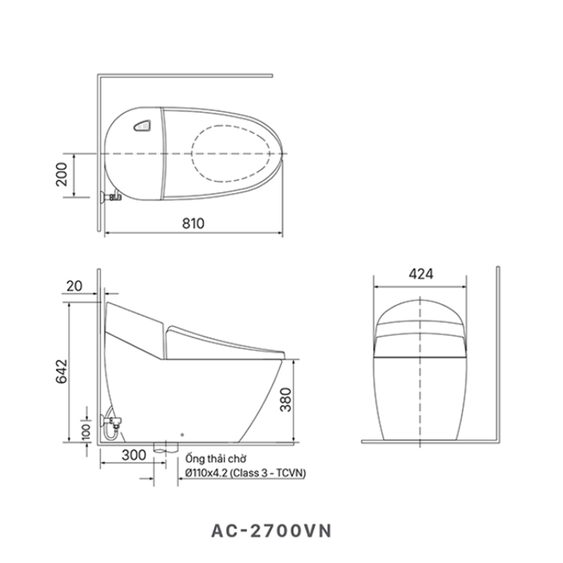 Bồn cầu 1 khối INAX AC-2700VN