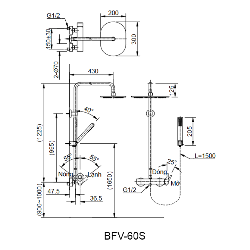 Cây sen tắm INAX BFV-60S