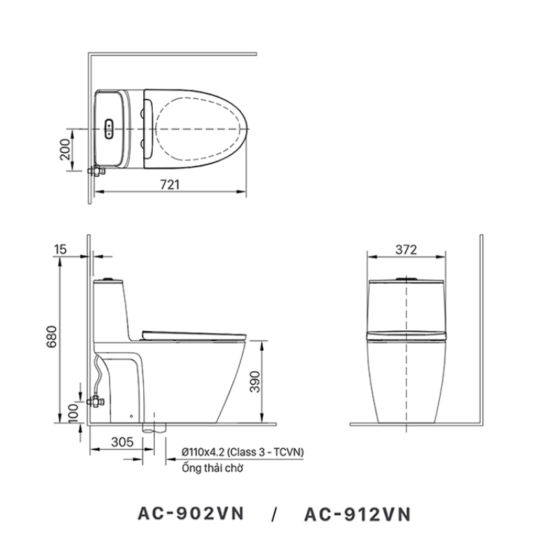Bồn Cầu 1 Khối INAX AC-912VN