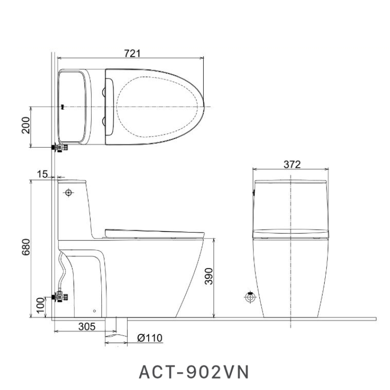 Bồn Cầu 1 Khối INAX ACT-902VN (xả cảm ứng)