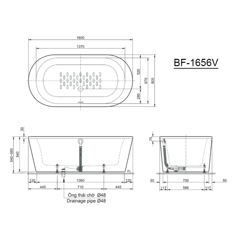 Bồn tắm INAX BF-1656V