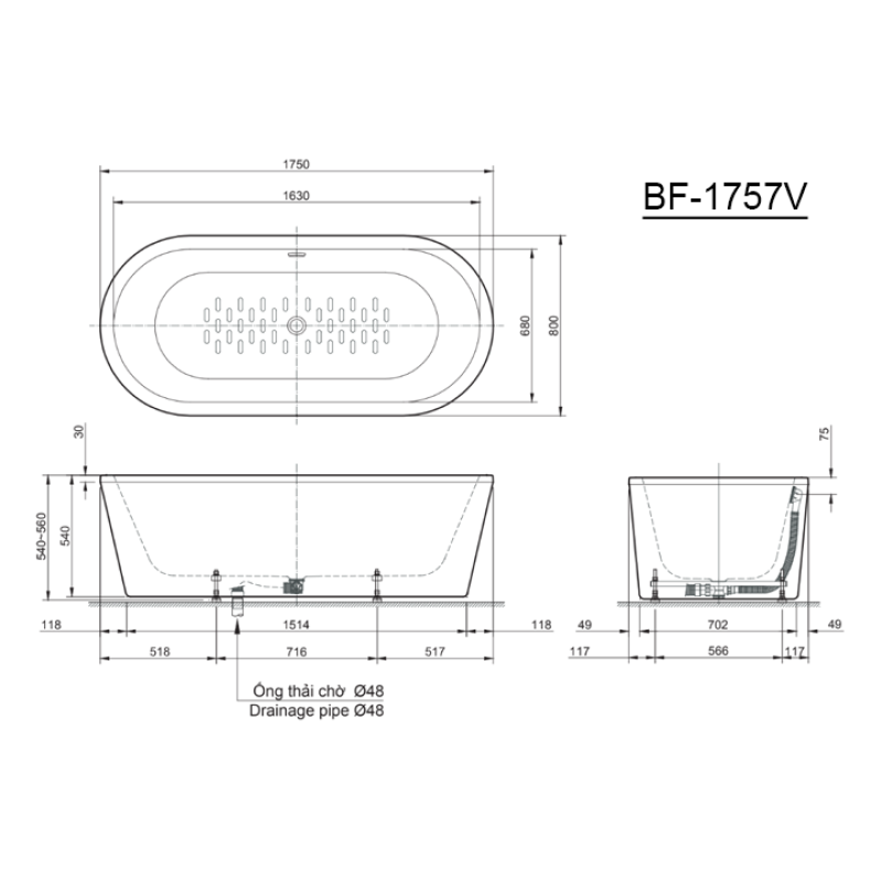 Bồn tắm INAX BF-1757V