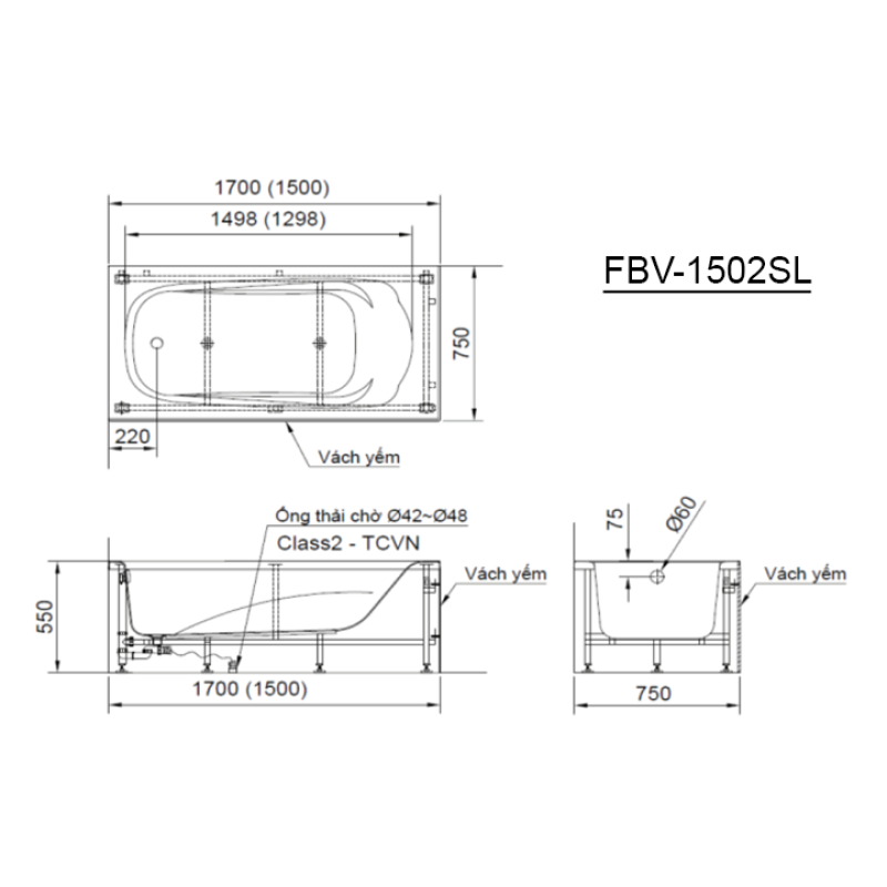 Bồn tắm INAX FBV-1502SL