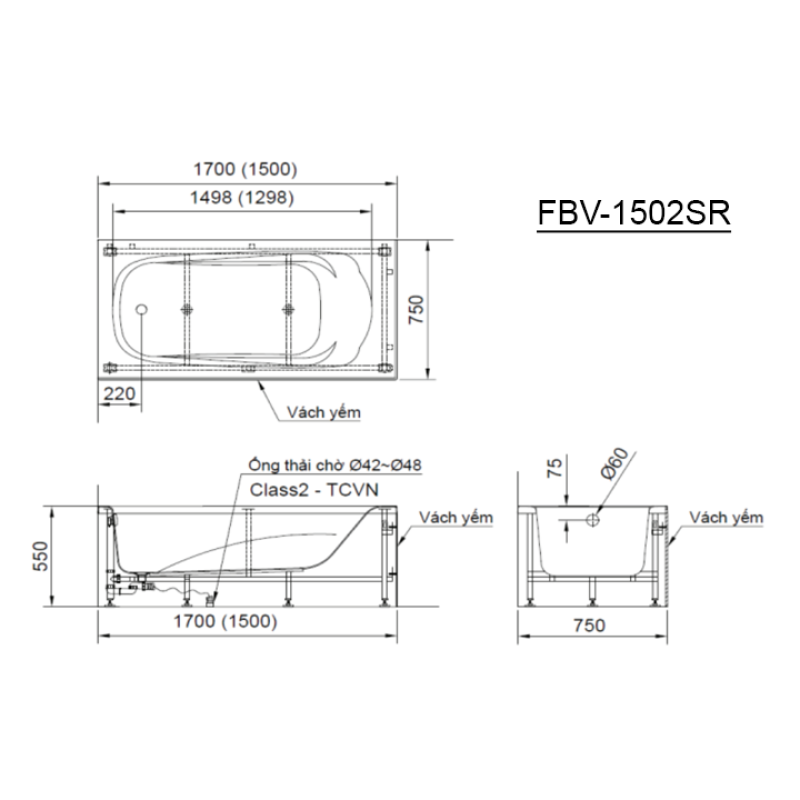 Bồn tắm INAX FBV-1502SR