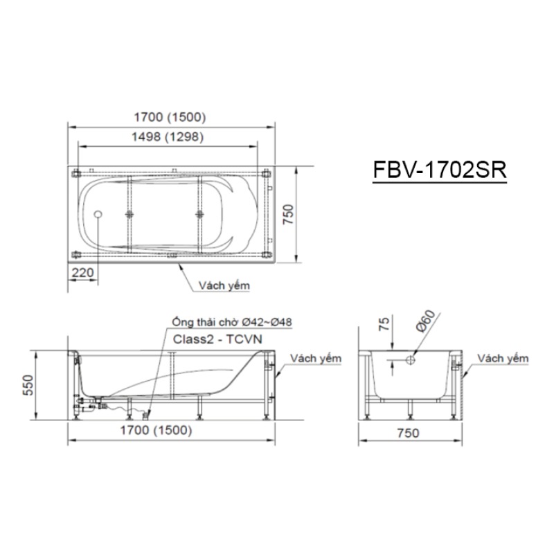 Bồn tắm INAX FBV-1702SR